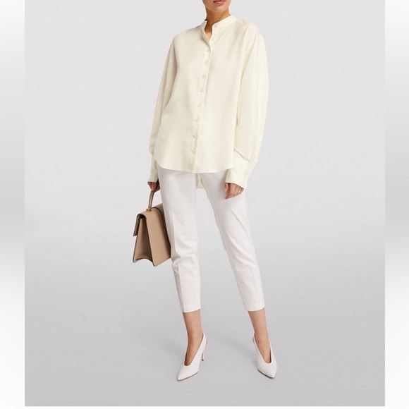 St. John Collection Marie 100% Silk Button Up Mandarin Blouse NEW $695 Small - Picture 8 of 13